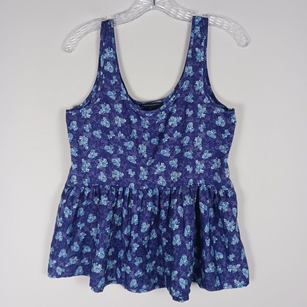 American Eagle AEO Women's Tank Blue Floral Pullover Babydoll Blouse Sz Small